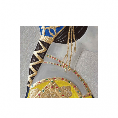 DEKORATİF MAVİ YAZMALI KADIN TABLO