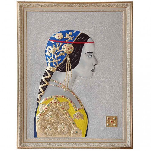 DEKORATİF MAVİ YAZMALI KADIN TABLO