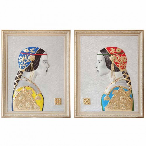 DEKORATİF MAVİ YAZMALI KADIN TABLO